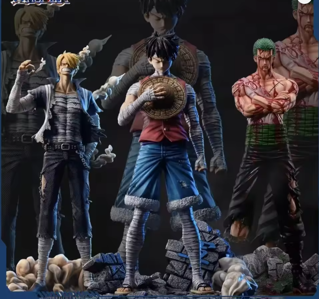 One Piece Figure Roronoa Zoro, Monkey d. Luffy, Vinsmoke Sanji, PVC Statue