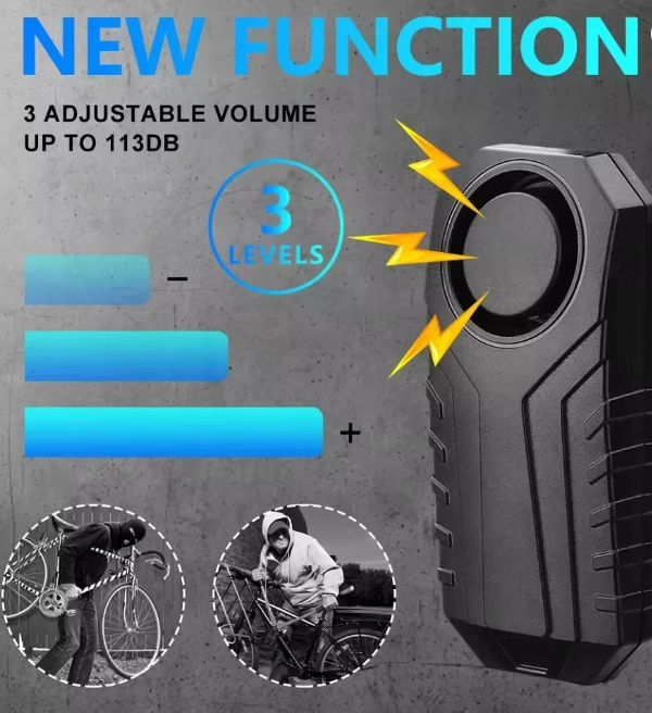 ELECTOP Bicycle Alarm 113dB Anti-Theft Wireless Vibration Remote Control Bike Motorbike Alarm